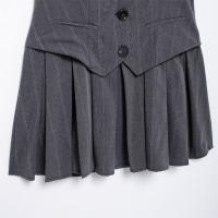 Vestido De Estilo Chaleco Para Mujer UNIZERA Con Rayas Amplias Planchadas Y Botones Solos Vestido Plisado Para Otoño - details 9