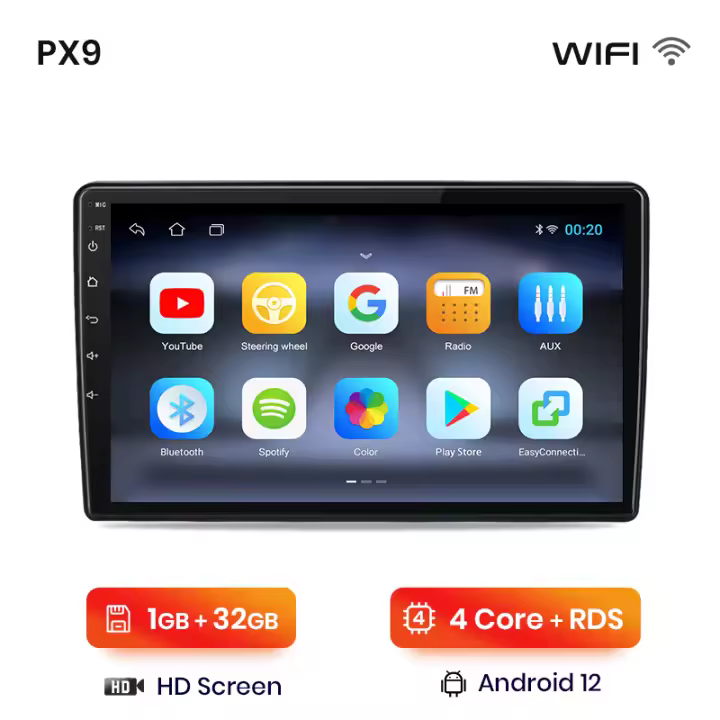 AWESAFE PX9 inalámbrico CarPlay Android Auto Radio para Fiat 500L 2012 2013 2014 2015 2016 2017 coche reproductor multimedia GPS 2 din autoradio volante controles RDS Bluetooth - 1