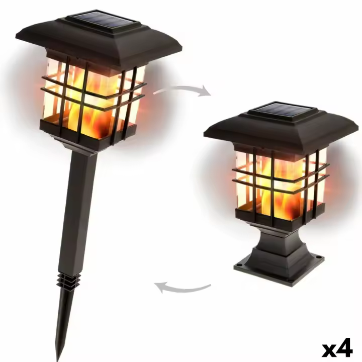 Set de estacas solares de jardín Aktive Plástico 13,5 x 46 x 13,5 cm (4 Unidades) - 1