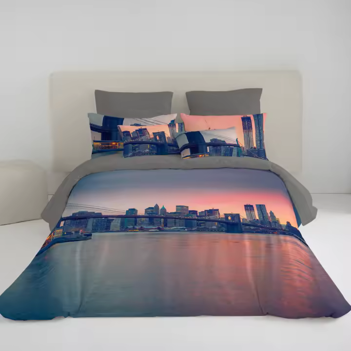 NATURALS - Funda Nórdica Estampada - 100% Algodón Extra Suave - Incluye Funda Edredón + 1 o 2 Fundas de Almohada - Fabricado en España - New York - Cama 90/105/135/150/180 - 1