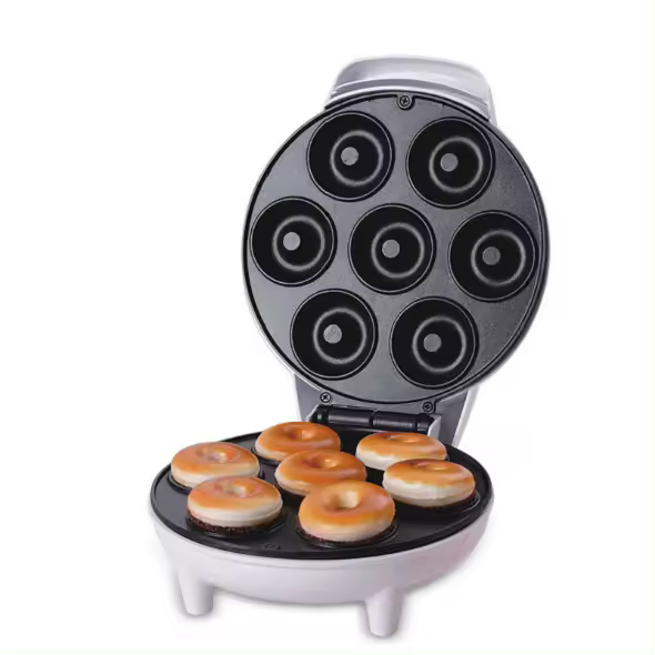 Donut Maker en Diseño retro, mini donut Maker Eléctrica para 7 Pequeños Donuts, incl. Semáforo de cocción y revestiento antiadherente, 750 vatios - 1