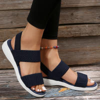 Sandalias De Mujer De Tejido Elástico Con Tacón Bajo Y Plataforma No Disponible Cómodas Y Ligeros Para Caminar En Verano Talla Real Adecuada Estilo Fashion - details 14