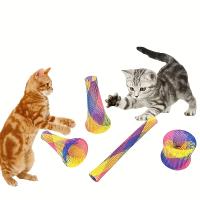Juguetes De Resorte Plegable Para Gatos Coloridos Elásticos Interactivos Palos Para Moler Proporcionando Diversion Y Excitación Para Mascotas - details 2