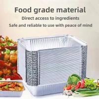 50/100pcs Bandejas De Aluminio Con Tapa Antideslizante Para Horno Aire Freidora Cocina Utensilios De BBQ Platos De Aluminio Grado Alimenticio Para Hornear Y Cocinar - details 0
