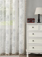 Cortinas Blancas Transparentes Beige Florido De Lino Texturizado 84 Pulgadas Para Sala De Estar 1 Panel Para Ventanas Planas - details 2