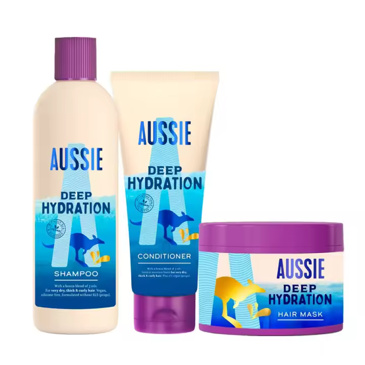 Aussie Pack Especial |  Hidratación Profunda: Champú Vegano 300 ml + Acondicionador 200ml + Aussie 3 Minute Miracle, Mascarilla Tratamiento 450ml - 1
