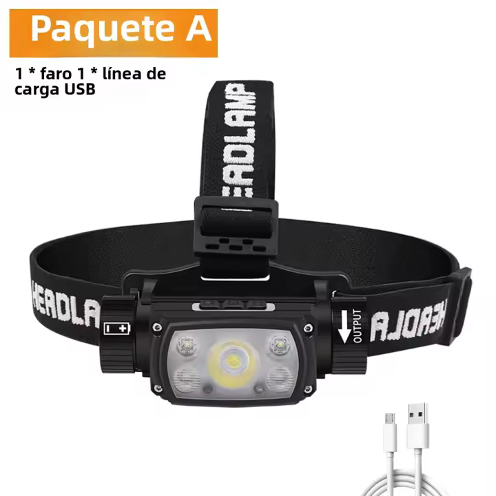 Linterna Frontal LED Potente USB Recargable 3 Modos Inducción Por Batería 18650 XHP50 Para Salidas De Noche Camping Al Aire Libre - 1