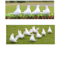2 Pcs Pájaros De Paz Artificiales Decoración Para Hogar Y Boda Figura De Pigeon Blanco Adorno De Fotos Simple Pigeon Wing - details 0