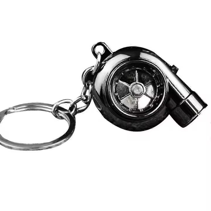 Llavero giratorio turbo para coche con sonido real y luz LED, miniturbocompresor, compatible con accesorios de llaves de coche, B - 1