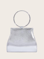 Bolso de banquete brillante hecho a mano con diamantes, bolso de boda, bolso de hombro con cadena plateada para mujer - details 1