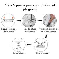 T-LoVendo Mesa Auxiliar Plegable y Elevable 77x50 cm | Altura Ajustable 49-74 cm, Portátil y Ligera | Estructura Metálica Reforzada | Ideal para Comedor, Terraza, Camping o Jardín - details 4