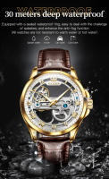 Reloj De Pulsera Automático Para Hombre OLEVS Lujo Diseño De Esqueleto Resistente Al Agua Con Correa De Cuero Adecuado Para Negocios - details 13