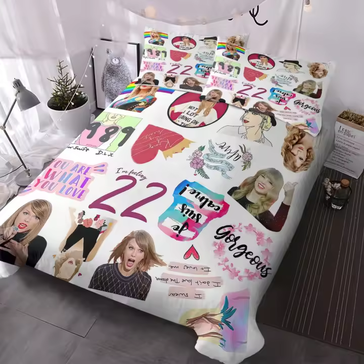 Set De Fundas Para Edredón Y Almohadas Reversibles De 3 Piezas Con Estampado De Mujer Cantante Rubio Y Guitarra Funda Para Edredón Y Dos Fundas De Almohada Material Poliéster Suave Moderno - 1