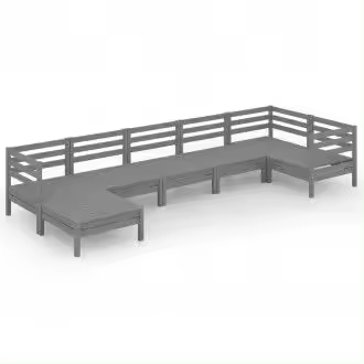 VIDAXL 3082966 juego de muebles de jardín de palés por 7 piezas de madera maciza de pino gris vida xl - 1