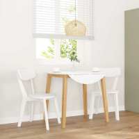 vidaXL Sillas de comedor 2 unidades madera maciza de caucho en color Blanco/Natural y blanco | cómodas modernas ergonómicas para comedor cocina salón hogar - details 0