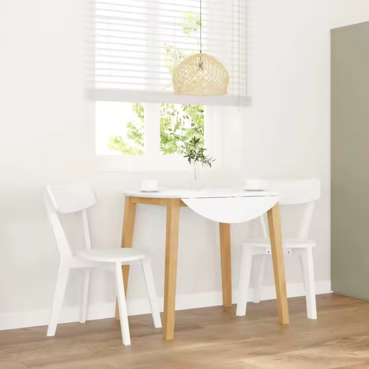 vidaXL Sillas de comedor 2 unidades madera maciza de caucho en color Blanco/Natural y blanco | cómodas modernas ergonómicas para comedor cocina salón hogar - 1