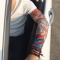 1Pcs Protección Solar Deportiva Para Hombres Manguitos De Brazo Con Estampado De Flores Y Tatuajes Cubierta Para Baloncesto Y Exterior - details 10
