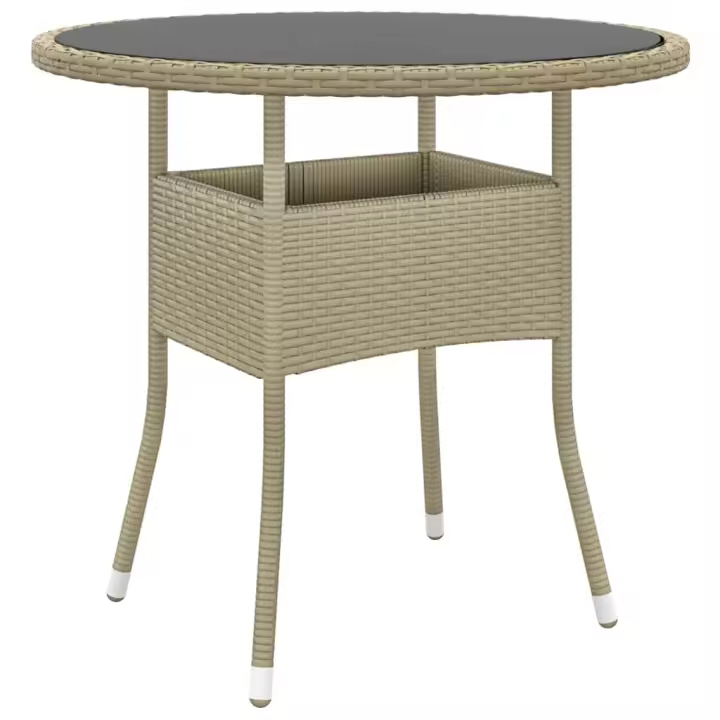 Mesa de Jardín Vidrio Plantas de Colores beige Ø 80x75 cm - 1