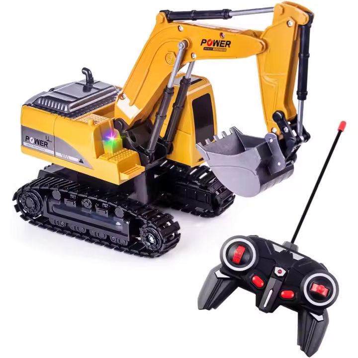 Excavadora de control remoto para niños, juguete de tractor excavadora, vehículo de construcción RC, 6 canales, escala 1:24, camión excavadora de juguete. - 1