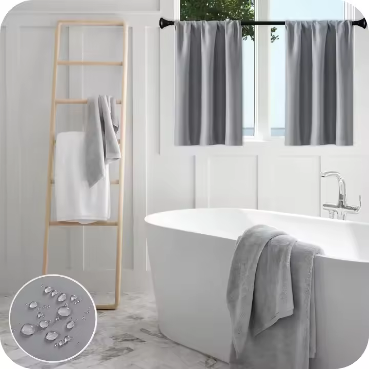 Grey Blackout Curtains with Rod Pocket for Caravan Cafe and Kitchen, Waterproof Curtains for Bathroom Window, 2 Panels 60x90 CM 24x35 Inch Light Grey - 1
