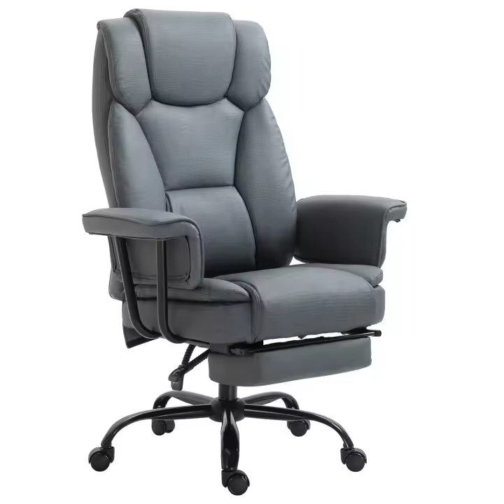 Vinsetto Silla de Oficina Silla Ejecutiva Ergonómica Giratoria 360° Silla de Computadora Regulable en Altura con Reposacabezas y Reposabrazos Acolchados con Reposapiés Piel Sintética 68 x 80 x 120-126 cm - 1