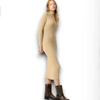 Vestido Tiffosi Chloe Mujer | Midi Beige Cuello Alto Manga Larga | Viscosa Poliéster Poliamida Ajuste Perfecto - details 2