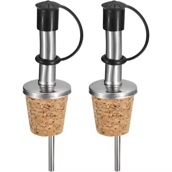 Tapa De Vino Y Aceite De Oliva En Acero Inoxidable Con Boquilla Y Cubiertas De Goma Diseño De Tapa De Corteza Para Vinos - 1
