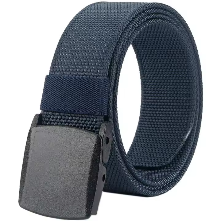 Cinturón de hombre de tela de nailon, cinturón informal para exteriores con hebilla de plástico, transpirable para deportes laborales - 1