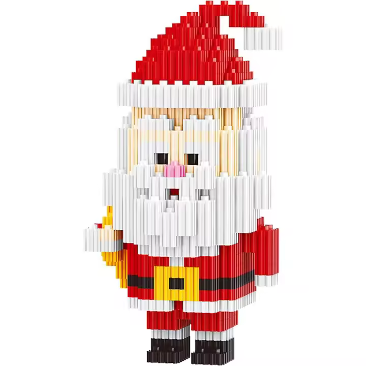 Bloques de construcción de juguetes navideños Bloques de construcción en miniatura de renos navideños Regalo de vacaciones Ejercitar las habilidades manuales y la inteligencia (Papá Noel) - 1