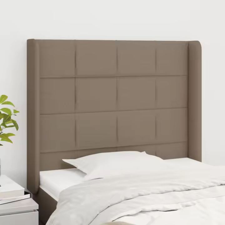 vidaXL Cabecero con orejas de tela gris taupe 83x16x118/128 cm - 1