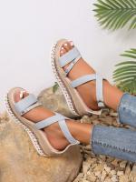 2025 Summer New Large Size Fish Mouth Buckle Wedge Heel Sandals Women Fashion Thick Bottom Shiny Women Sandals - details 2