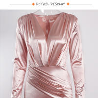 Vestido De Noche Elegante Romagic Con Cuello En V Y Aros En Satén De Manga Larga Estilo Sirena Rosa Para Bodas Y Bailes De Premio Largo Y Lujo - details 13