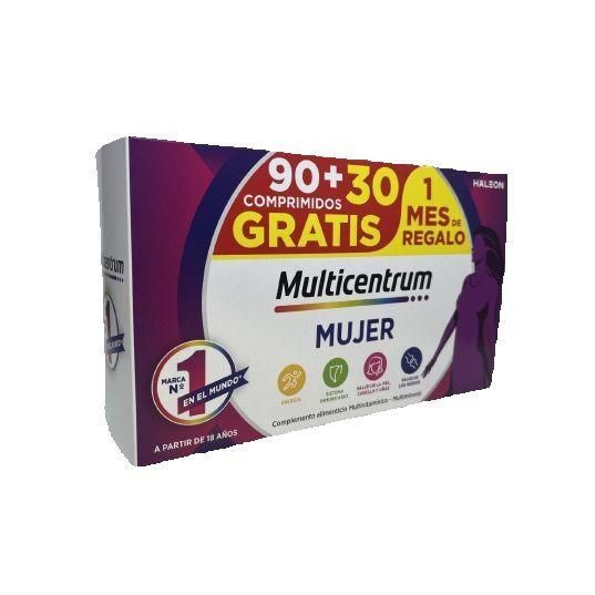 Multicentrum Mujer Pack Multivitaminas Con 13 Vitaminas y 11 Minerales, Sin Gluten, Formato Ahorro 120 Comprimidos
