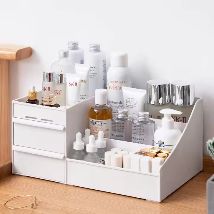 Organizador De Maquillaje Grande Caja De Almacenamiento Para Joyas Y Esmaltes De Uñas Contenedor De Mesita Espejo - 1