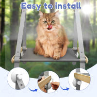 Colchón Para Gato Colgante Con Ventanas Accesorios Para Mascotas Soporte De 20kg Plush Respirable Plegable Para Gatos Y Gatitos - details 2