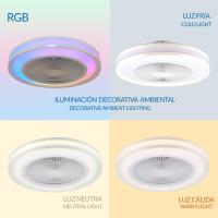 Ventilador Retráctil con Iluminación LED 3CCT 30W Motor DC, 36W Luz, Motor Silencioso DC130, 6 Velocidades, Blanco, Control Remoto, 3 Temperaturas de Color iotostark-LEDUNI - details 9