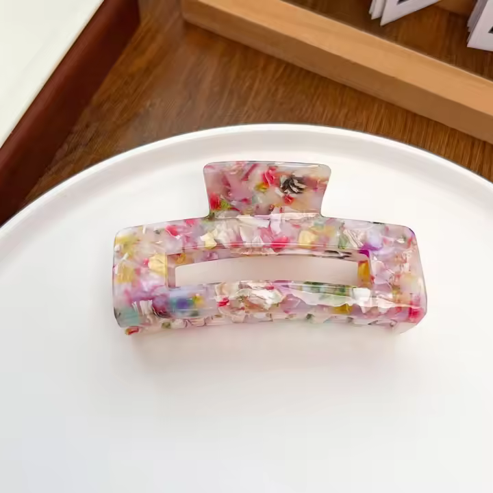 Grande Pinza De Cabello De Ácido Acético Para Mujer Con Estampado De Leopardo Clip De Cabeza Vintage Accesorio Para El Cabello - 1