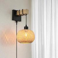 Lámparas De Pared De Bambú Y Madera Decorativas Para Dormitorio Elegante Luz Nocturna Incluida Montaje Manual Sin Cable - details 5