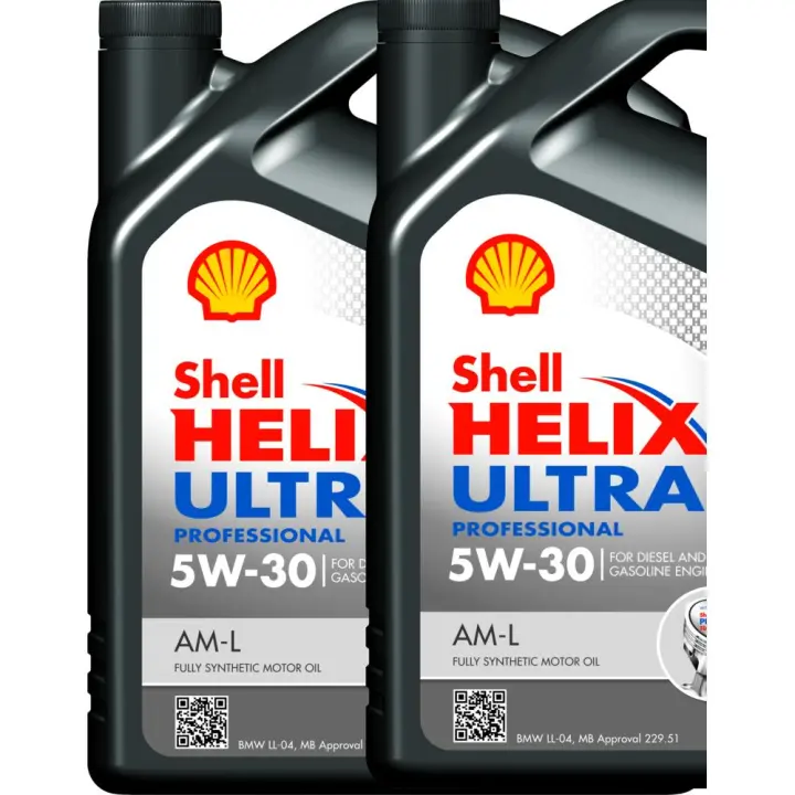 2 x 5L Aceite Shell Helix Ultra Professional AM-L 5W-30 10L - Ahorro de Combustible y Mayor Durabilidad - Certificado CE - Recomendado para Volkswagen, Seat, Audi, Mercedes y Renault - 1