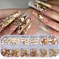 Champán Rhinestones Para Uñas Combinados Flatback Gemas Irregular Cristal 3D Encantos Joyería Accesorio De Diamante Brillante Decoración Partes - details 0