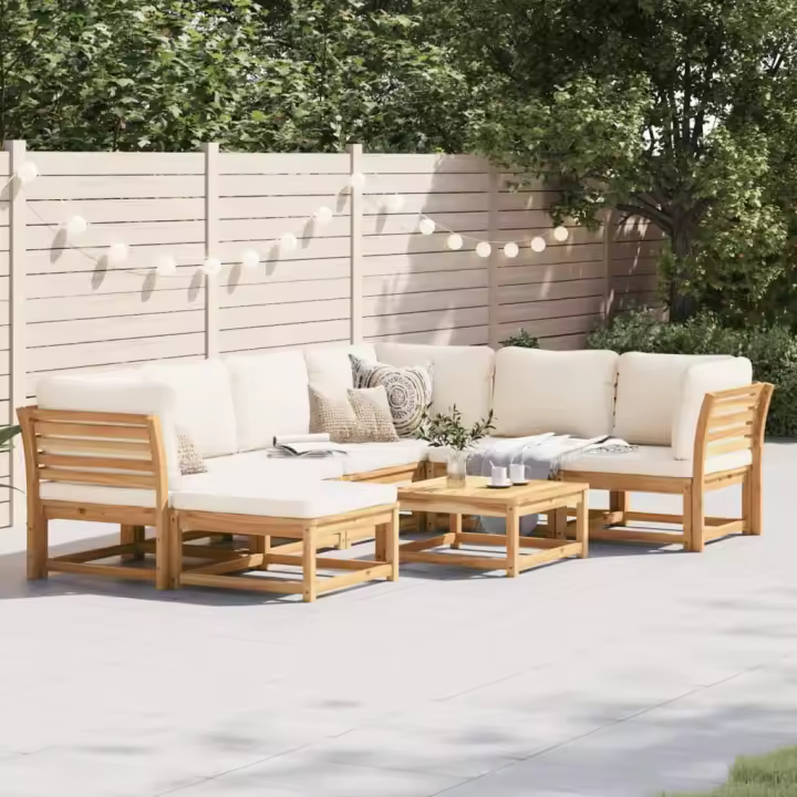 vidaXL Juego de muebles jardín 8 pzas con cojines madera maciza acacia - 1