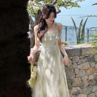 Vestido Largo De Verano Para Mujer Con Suspensión Estampado Floral Sin Mangas Elegante Fiesta Princesa Playa Ruffle Oficina Lady - details 0