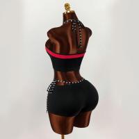 Conjunto De Shorts De Moda Para Mujer Estilo Harajuku Sexy Y2K Con Impresión De Letras Y Cinturón Interior Top Sin Mangas De Cuello Colgante - details 4