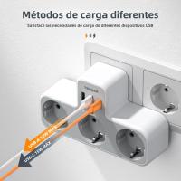 TESSAN Enchufe Europeo Con 3 Salidas AC + 2 Puertos USB + 1 Tipo C Adaptador De Enchufe 6-en-1 Cargador De Pared Para Hogar Y Oficina - details 2