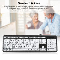 Teclado Para Visión Baja Negro Con Teclas De Impresión Gruesa Y Teclado Conexión USB Cableado Para Ancianos 104 Teclas - details 6