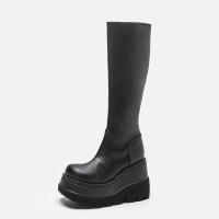 Botas De Mujer Invierno 2024 Con Tacón De Pendiente Alta Antideslizante Moda Grueso Comodidad Casual Estilo Gótico Cierre De Cremallera - details 4
