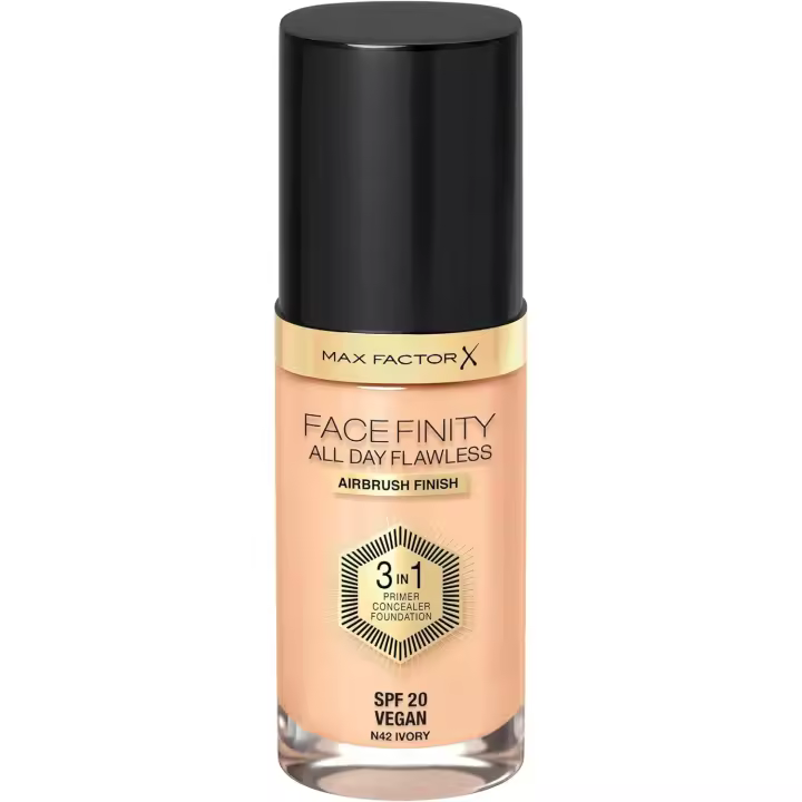 Max Factor Facefinity All Day Flawless 3-in-1 Base de Maquillaje Líquida Spf 20 Tono 42 Ivory 30 Ml - 1