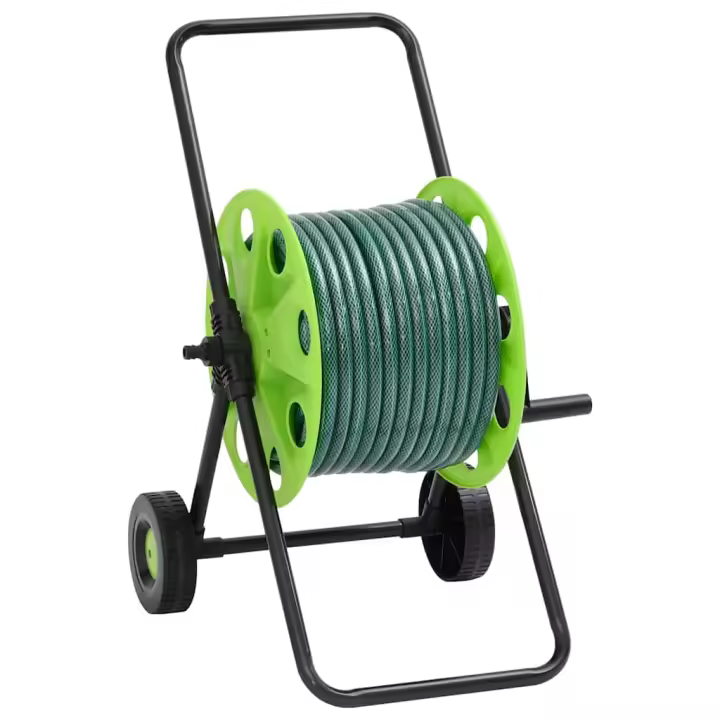 vidaXL Carrete de manguera con set de racores PVC verde 0,75" 20 m - 1