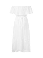 Vestido Casual Para Mujer Con Hombros Descubiertos Manga Corta Cintura Media Bordado De Encaje Color Sólido Irregular Vestidos - details 6