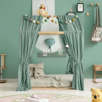 Cortina de cama de estilo nórdico popular de ins, cortina de cama opaca de crepé de algodón puro de doble capa para cama de niños, cortina para cama de bebé - details 2